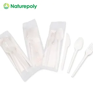 Ex-factory Price Wholesales Customized Corn Starch PLA CPLA Biodegradable Dinner Forks Disposable Portable Travel Cutlery Set