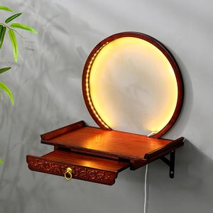 Tütsü teklifleri için LED ışık küçük budist kabine meditasyon ile duvara monte buda sunak raf Shrine - Product Image 1