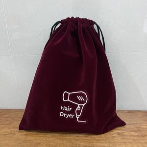 Bolsas de almacenamiento de terciopelo de gama alta con logotipo personalizado para secadores de pelo de hotel Bolsas flocadas personalizables para boutiques de casas de huéspedes - Product Image 4
