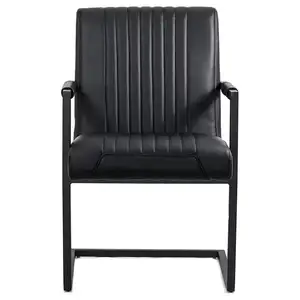 Campione gratuito di mobili moderni sedia per visitatori con schienale alto di lusso nero a forma di Z sedia da ufficio in pelle industriale