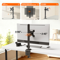 Support d'écran unique Khcoohoo, inclinaison 45°, capacité de charge 8 kg, 10-27 pouces, bras mécanique rotatif multifonctionnel en acier allié