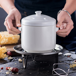 หม้อเซรามิกสองหูพร้อมฝาปิด ขนาด 1.5 ลิตร สำหรับทำซุปรังนก ใช้ในโรงแรม - Product Image 4