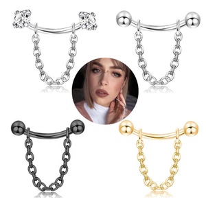 Gaby nouvel arrivage, pont de nez en acier inoxydable avec chaîne, anneau de sourcil, <span class=keywords><strong>piercing</strong></span> de corps, bijoux en gros - Product Image 1