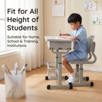 Ensemble de bureau et chaise pour étudiants en plastique durable, réglable en hauteur, pour l'école et le bureau, mobilier ergonomique