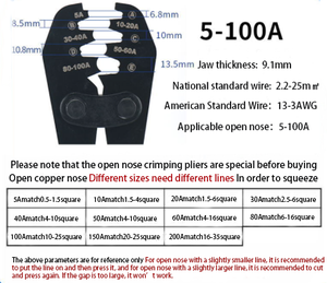 Kìm bấm đầu cos chất lượng tốt nhất 5-100A 11031280, dụng cụ mở đầu cos, nối dây đồng, đầu cos mở - Product Image 2