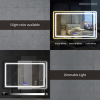 Miroir de salle de bain moderne Rongchang à LED avec capteur tactile intelligent, anti-buée, Bluetooth, étanche IP66, cadre en acier inoxydable