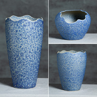 Vaso da fiori Jingdezhen moderno smaltato, traspirante, con bocca larga, in ceramica grezza, verde, per piante grasse, modello Old Pile, Cliff Pile, Master Pot