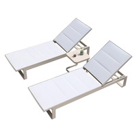 Chaise longue inclinable en métal d'extérieur, dossier inclinable, design moderne et simple, coussin rembourré, protection solaire imperméable, hôtel, villa