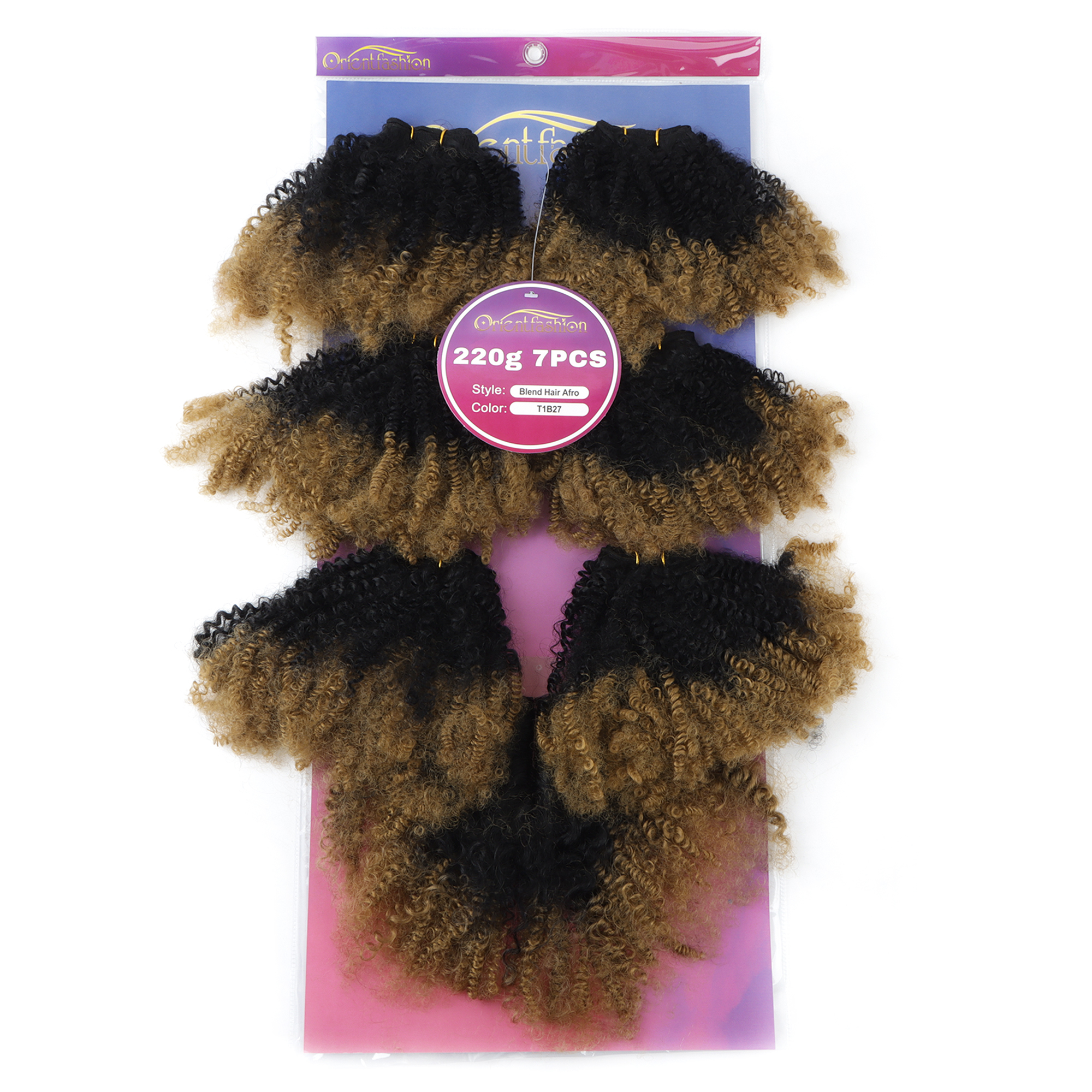 Main productWholesale Products Sale Soft Afro Kinky Curly Hair Synthetic 7pcs/pack Hair Weft With Closure Ombre African Weave Hair Bundles - Image 4