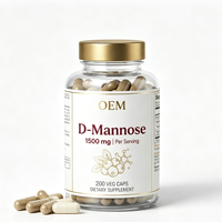 Capsules végétales de D-Mannose 1500mg, 200 unités, marque privée OEM, vente en gros, approvisionnement en vrac, marque personnalisée