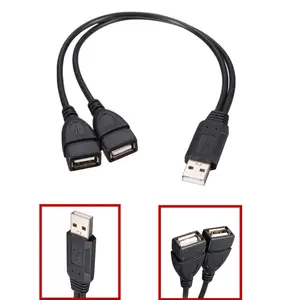 Factory Outlet USB 2.0 A Male To 2 Dual USB Female Jack Y Splitter Hub Power Cord Adapter Cable