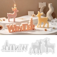 Moules en silicone « Early Riser WINTER » avec lettres et rennes pour la fabrication de bougies d'aromathérapie en résine, décorations de fêtes et artisanat DIY