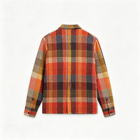 Kemeja Jaket Cargo Pria Warna-Warni Motif Kotak-Kotak Lengan Panjang Kancing Depan Bahan Bernapas Ramah Lingkungan Model Longgar Kasual Vintage ODMOEM