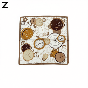 Fazzoletto Quadrato con Motivo Orologio 70x70cm, Accessorio Moda Vintage - Product Image 1