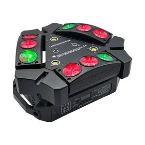 Mini projecteurs <span class=keywords><strong>DMX</strong></span> 512 à 9 têtes RGBW LED + Laser + <span class=keywords><strong>Stroboscope</strong></span> 9x10W pour KTV, Club, Mariage, Salle de Danse - Product Image 1