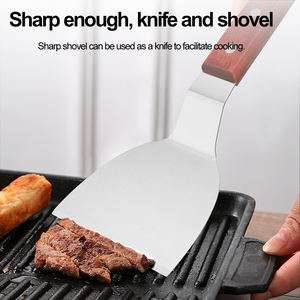 Spatola in metallo da cucina con manico in legno per frittelle <span class=keywords><strong>hamburger</strong></span> Turner griglie Pizza bistecca Barbecue piccole spatole medie e grandi - Product Image 5