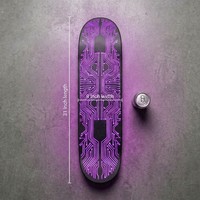 Planche de skateboard double rocker en fibre de carbone ultra-mince 8,5 mm, motif circuit violet cyber, 31 pouces, 8.0 8.25, personnalisable en gros, OEM