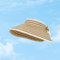 Usine de chapeaux avec 16 ans d'expérience : Vente en gros de chapeaux de soleil en paille pliables à calotte ouverte pour femmes, avec logo personnalisé et visières de plage à nœud réglable