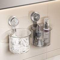 Boîte de rangement à ventouse PET sans perçage, trous de drainage, étanche, facile à nettoyer, pour le mur de la salle de bain, pour ranger les petits objets, les brosses à dents