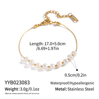 Magnifiques bracelets de perles multivariés, ton or, en acier inoxydable 304, chaîne délicate, breloques en perles d'eau douce, ornements de poignet pour femmes