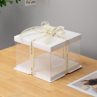 Vente en gros de boîte d'emballage de gâteau transparente monocouche de 4 à 10 pouces de haut matériau PP recyclable estampage design pour les aliments d'anniversaire