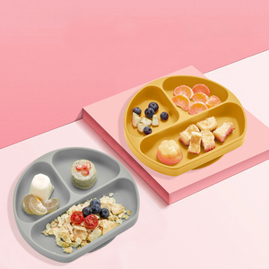 Plato dividido sin BPA para niños con logotipo personalizado, plato de cena para recién nacidos, Placa de succión de alimentación de silicona de grado alimenticio para bebés - Product Image 1