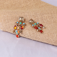 Pendientes de Moda con Diseño Creativo, Estilo Étnico, con Diamantes de Colores y Borlas