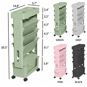 Multi-Layer <b>Storage</b> Rack with Wheels Wall-Mounted Kids <b>Storage</b> <b>Cabinet</b> for Home Use - Product Image 2