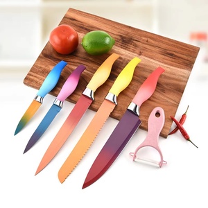 Hot Sales Colorful Coating Chef <b>Knife</b> Slicing Paring Utility <b>Bread</b> <b>Knife</b> Set Stainless Steel Kitchen <b>Knives</b> for Kitchen Cutting - Product Image 2