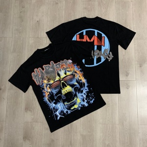 Dropshipping High Quality Custom Wholesale Cotton Breathable Short Sleeve Gothic Skull Print Luxury Brand <b>Hot</b> Drilling HARMONY T - Product Image 5