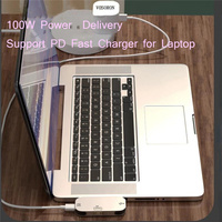Adaptor DP Mini 3 in 1, USB Hub Tipe C ke HDTV/DP/Mini 100W PD pengisian cepat, USB-C, stasiun dok untuk Macbook Pro 4K @ 60Hz