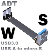 Kabel USB 3.0 Micro-B Ribbon Flat EMI Shielded FPC FFC FPV Konektor Sudut 90 Derajat Atas/Bawah 5cm-3m Model USB-S-W ADT-Link