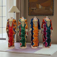 Robe Musulmane Boubou de Haute Qualité en Satin avec Strass, Abaya Deux Pièces, Chemise de Nuit Femme, Foulard Grande Taille, Haute Couture