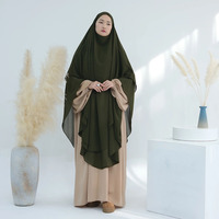 Nouveau Maxi Khimar Long en Chiffon Deux Couches Grandes Tailles pour Femmes Musulmanes Vêtements Islamiques en Gros pour l'Aïd Ramadan Hijab de Prière à Nouer