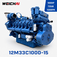 Moteur diesel marin SCDC WEICHAI Baudouin 12M33C10000-15 1000HP 1500RPM V12 refroidi par eau 4 temps EPA Tier2 pour remorqueurs et navires de transport de marchandises