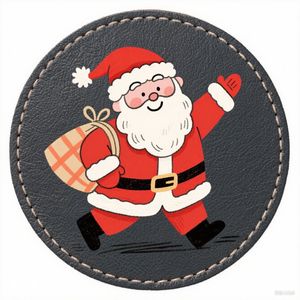 Posavasos Rectangulares de PU Antideslizantes, Aislantes del Calor, Impermeables, con Diseño Navideño de Santa Claus - Product Image 4