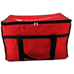 Sac de restauration de couleur rouge, sac de transport isolé pour la livraison des aliments, sacs refroidisseurs pour garder les aliments au chaud, boissons froides