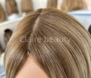 Perruques juives de qualité supérieure Mèches de cheveux européennes Cuticule de couleur <span class=keywords><strong>blonde</strong></span> alignée Perruque juive casher en soie droite - Product Image 4