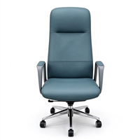 Chaise de bureau ergonomique moderne à dossier haut avec base pivotante en métal, chaise de direction de luxe en cuir pour cadre supérieur