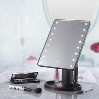 Petit miroir de courtoisie de table à 16 lumières LED éclairé cosmétique portable personnalisé avec lumières miroir de maquillage rechargeable