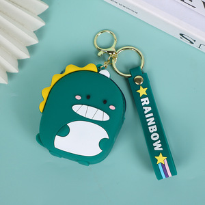 Hot Sale Children's Eco-friendly Silicone Fashion Waterproof Wallet Zipper Closure Dinosaur Keychain Cartoon Anime Outdoor - Product Image 1