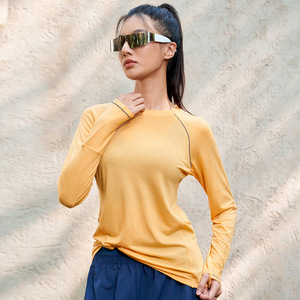 <span class=keywords><strong>T</strong></span>-<span class=keywords><strong>shirt</strong></span> à manches longues en laine mérinos à séchage rapide pour femmes, <span class=keywords><strong>t</strong></span>-<span class=keywords><strong>shirt</strong></span> de sport contrasté, vêtements de <span class=keywords><strong>randonnée</strong></span> en plein air - Product Image 6