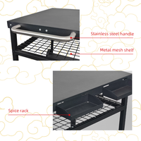 Carrito de Servicio Móvil para Exteriores, Carrito de Acero al Carbono para Asar, Carrito Industrial para Camping con 2 Ruedas y Capacidad de Carga de 320 Libras