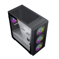 GAMEMAX Used 2022 Factory Design Micro ATX Mid Tower PC Case HD USB3.0 12cm Tempered Glass Black Cooling Fans Gaming Computer