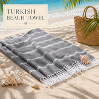 Handuk Pantai Turki 100% Katun Cepat Kering 200gsm Bebas Pasir Motif Bunga Handuk Pantai Custom Termasuk Tas Pantai