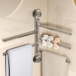 Clothing Organizer Drying <b>Rack</b> Wall Mounted Double Bar Rectangle Fixed Style Suction Cup Foldable <b>Clothes</b> Hanger - Product Image 2