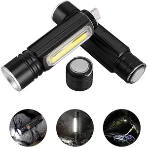 Portable Tactical Aluminum Zoomable Magnet T6 COB Work Light Torches USB Rechargeable Led Mini Keychain Flashlights