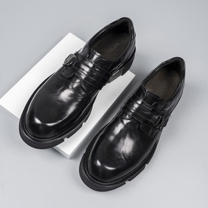 High Quality Men's Black Leather Derby <b>Shoes</b> Business Casual Durable Thick Sole Breathable Waterproof <b>Height</b> <b>Increasing</b> - Product Image 1