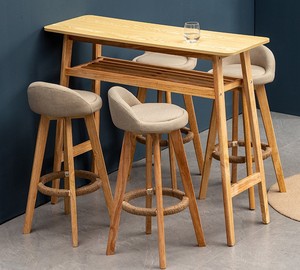 Silla de Bar Estilo Nórdico, Taburete Alto de Madera Maciza para el Hogar, Silla de Bar Moderna y Minimalista, Taburete Giratorio - Product Image 6