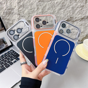 Funda Magnética con Soporte para Cámara y Lente de Cristal para iPhone 17 Air 16 Pro Max, Cubierta Trasera Metálica Original - Product Image 1